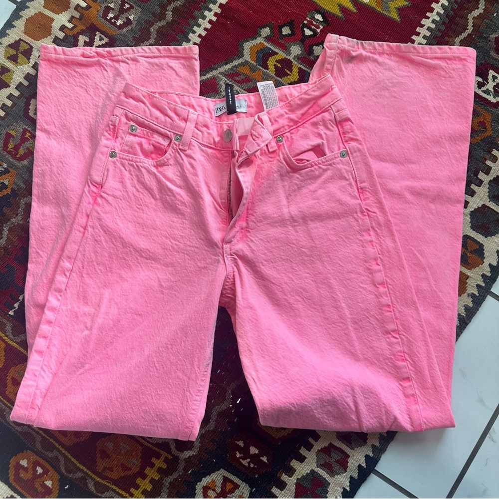Zara pink the boogie pant flare jeans size 0 - Picture 3 of 7